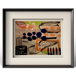 Abstract Art with Black and Orange Accents - One of a Kind
